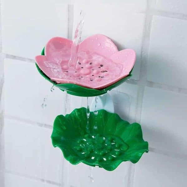 Double Wall Hanging Drain Soap Box Multifunctional Lotus Flower Shaped