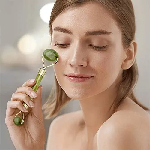 SP Dealz Jade Roller for Face and Gua Sha Set Face Roller Natural Jade Stone for Anti Aging,Eye Puffiness Wrinkles,Skincare Massage Tools for Face Eyes